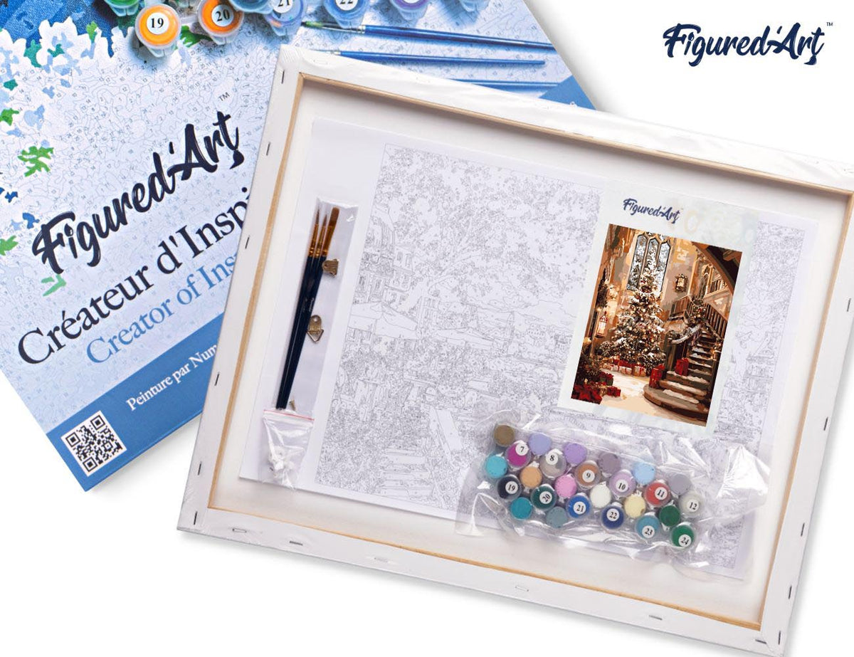 Paint by numbers Grand Christmas Hall - Framed canvas