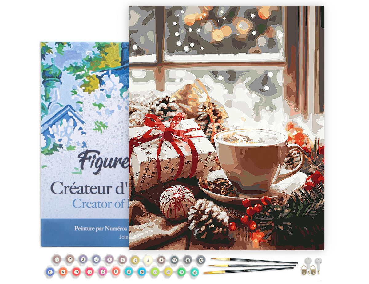 Paint by numbers kit for adults Holiday Coffee Time Figured'Art UK