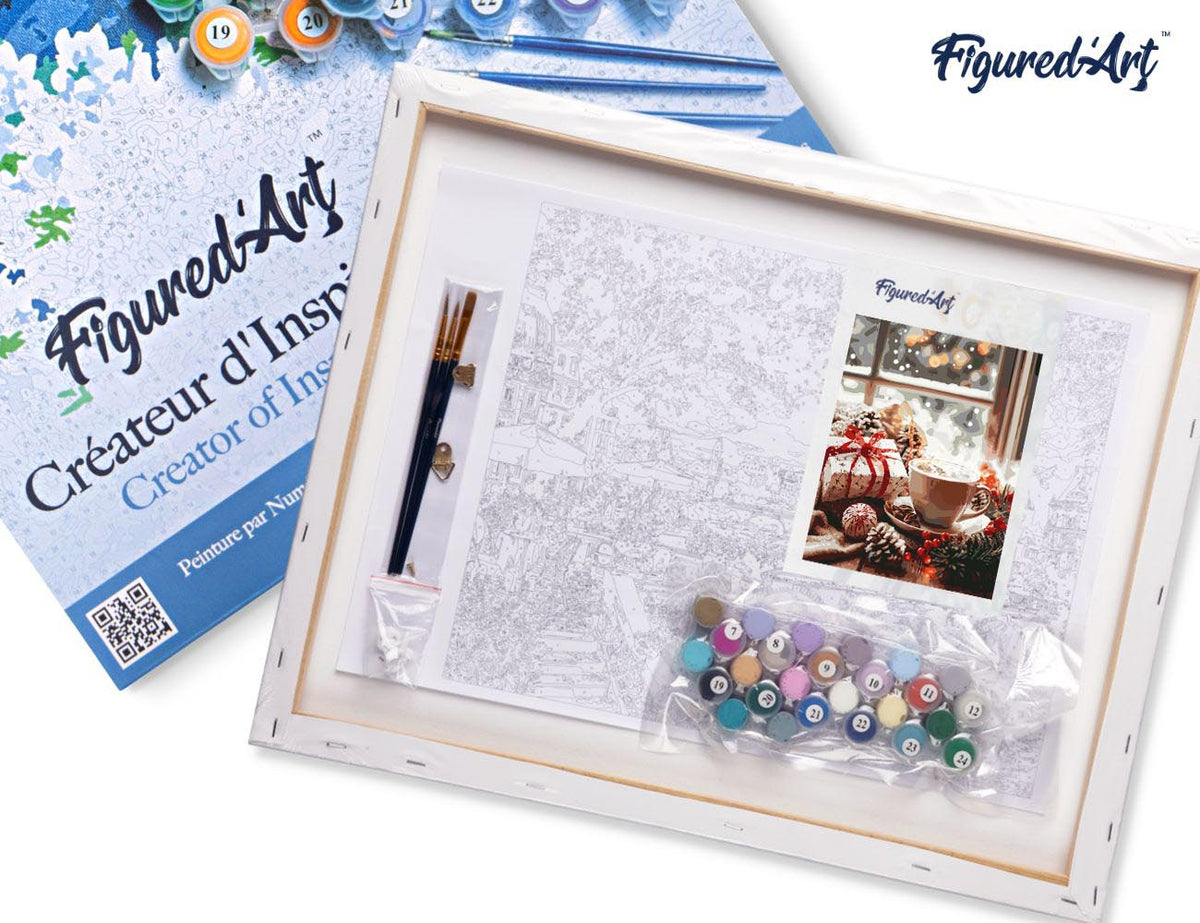 Paint by numbers Holiday Coffee Time - Framed canvas