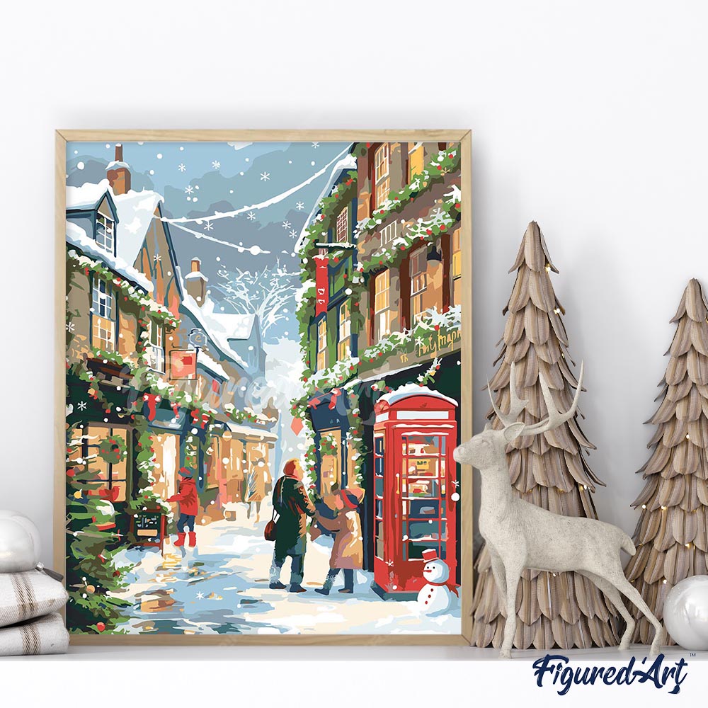 Paint by numbers British Holiday Street - Framed canvas