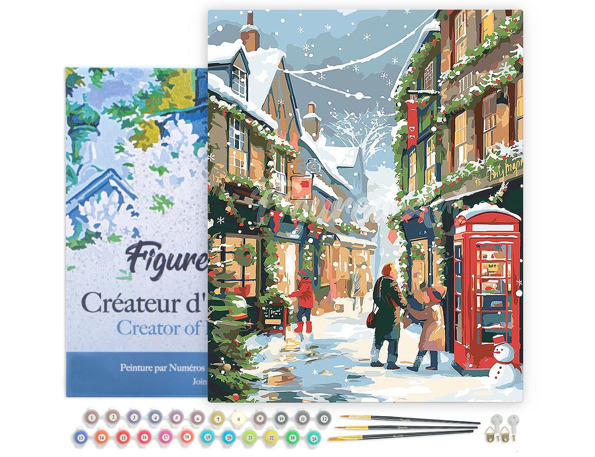 Paint by numbers kit for adults British Holiday Street Figured'Art UK