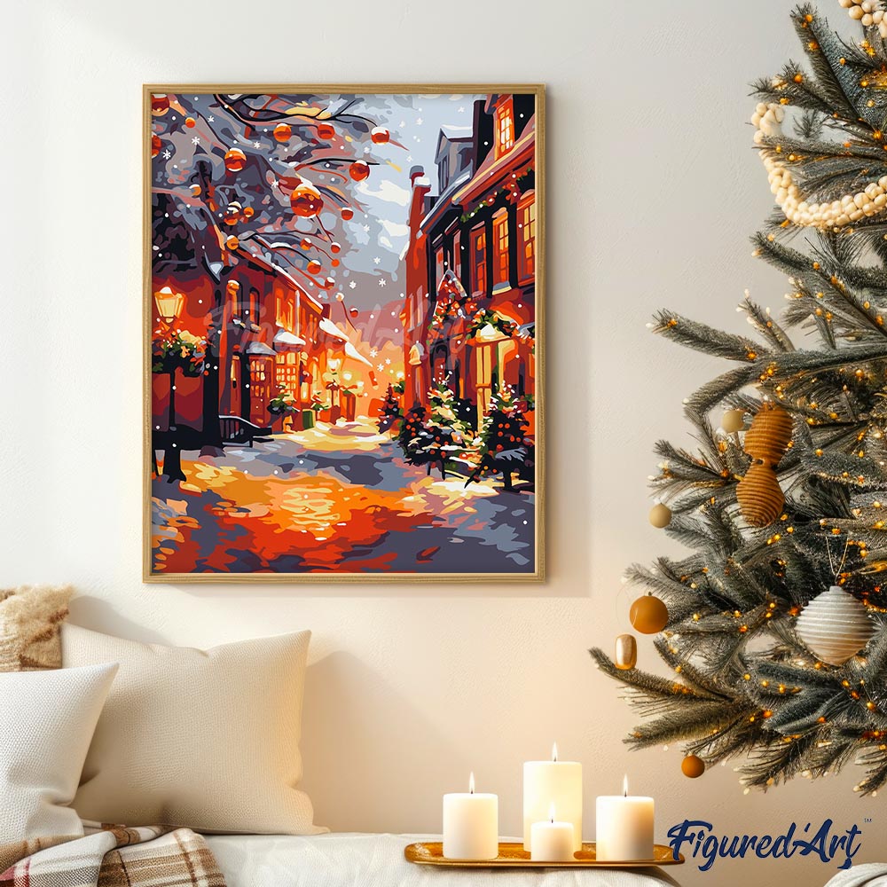 Paint by numbers Golden Hour Christmas - Framed canvas