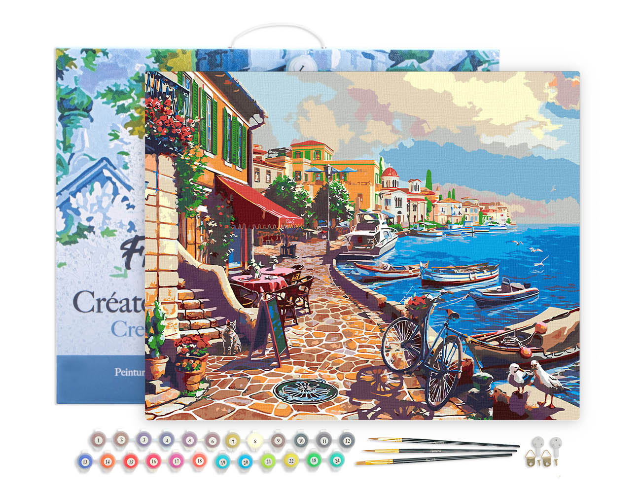 Paint by numbers Mediterranean Morning Walk - Framed canvas