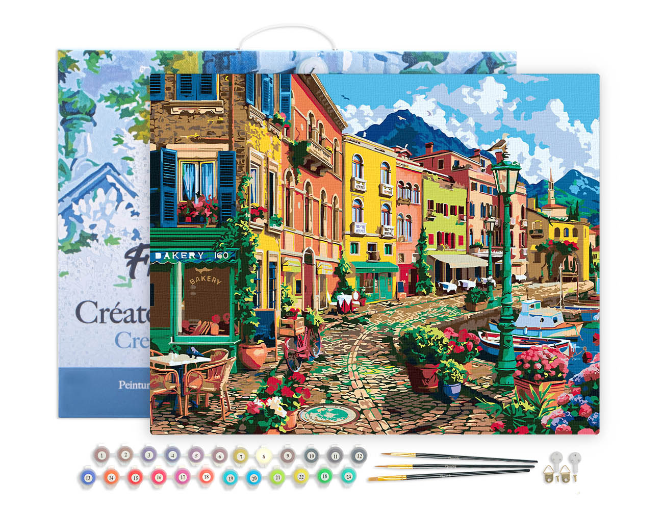 Paint by numbers Sunny Day by the Harbor - Framed canvas