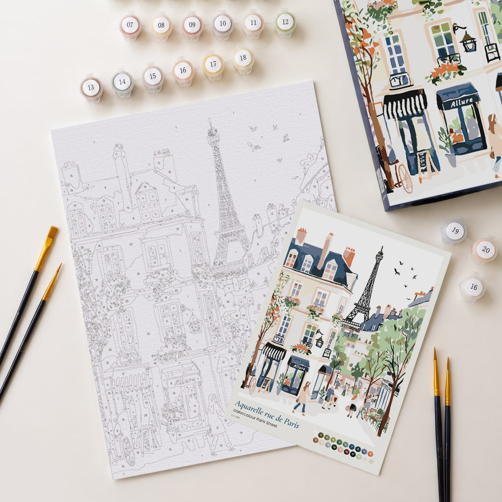 [PRE-ORDER] Gift Box Paint by Numbers - Watercolour Paris Street