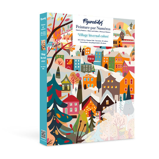 Paint by Numbers Gift Box - Colourful Winter Village Figured'Art