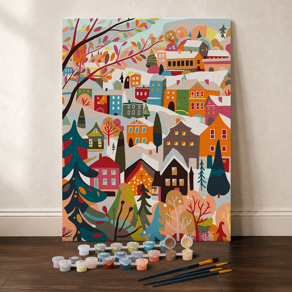[PRE-ORDER] Gift Box Paint by Numbers - Colourful Winter Village