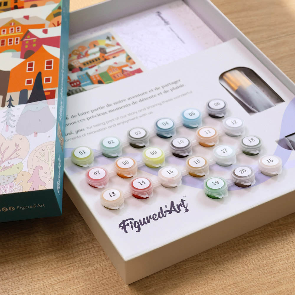 [PRE-ORDER] Gift Box Paint by Numbers - Colourful Winter Village