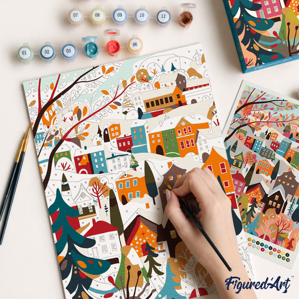 [PRE-ORDER] Gift Box Paint by Numbers - Colourful Winter Village