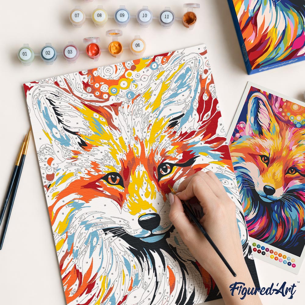 [PRE-ORDER] Gift Box Paint by Numbers - Colourful Abstract Fox