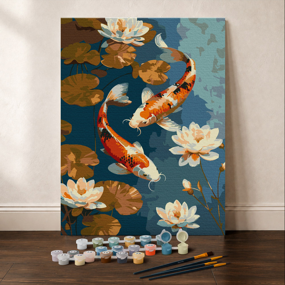 [PRE-ORDER] Gift Box Paint by Numbers - Vintage Koi Carp and Flowers