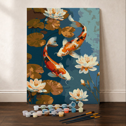 [PRE-ORDER] Gift Box Paint by Numbers - Vintage Koi Carp and Flowers