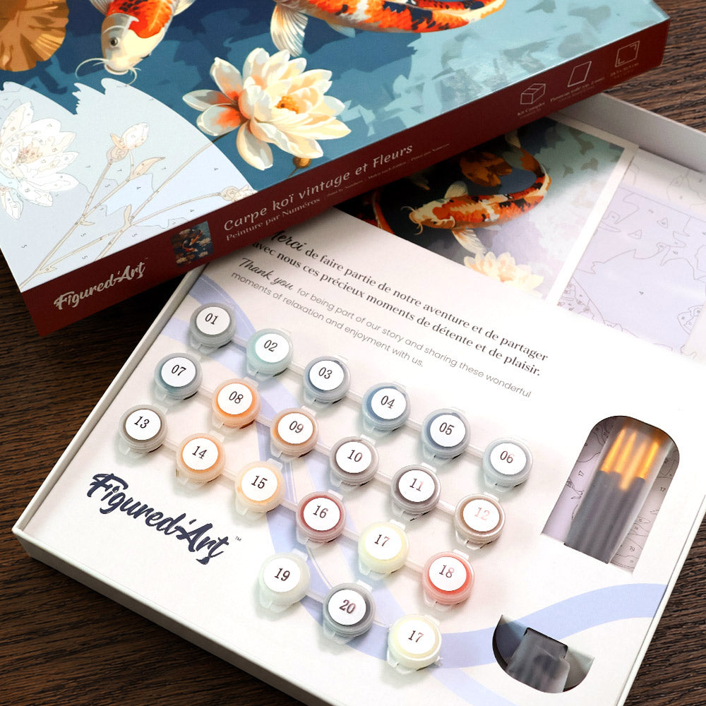[PRE-ORDER] Gift Box Paint by Numbers - Vintage Koi Carp and Flowers