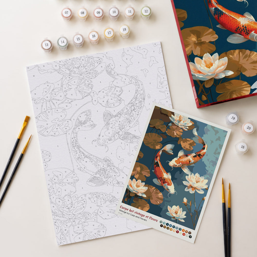 [PRE-ORDER] Gift Box Paint by Numbers - Vintage Koi Carp and Flowers