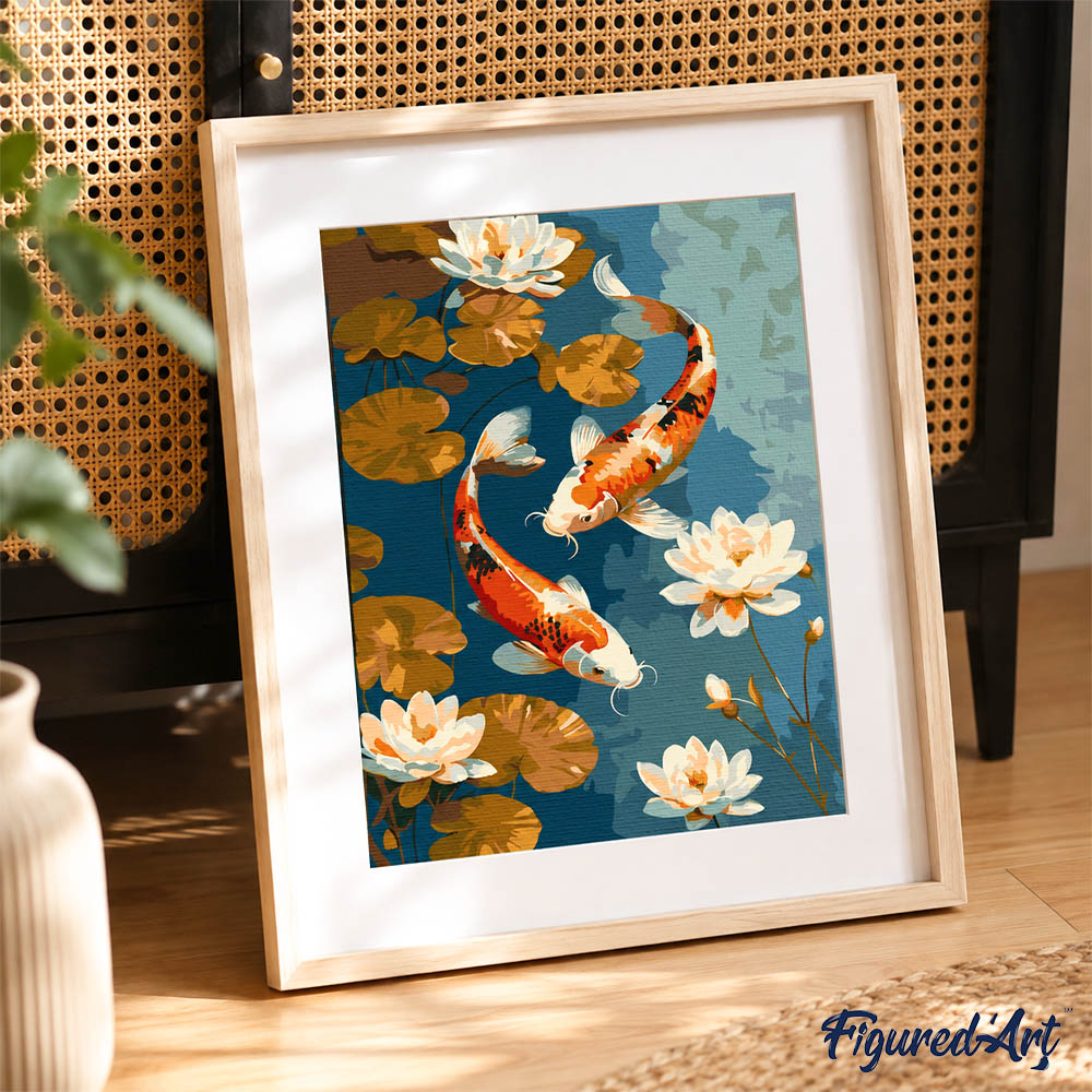[PRE-ORDER] Gift Box Paint by Numbers - Vintage Koi Carp and Flowers