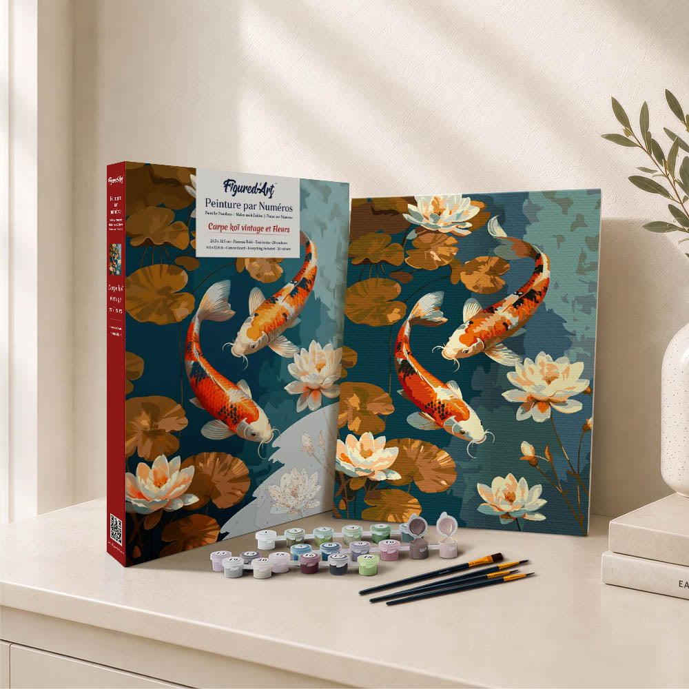 [PRE-ORDER] Gift Box Paint by Numbers - Vintage Koi Carp and Flowers