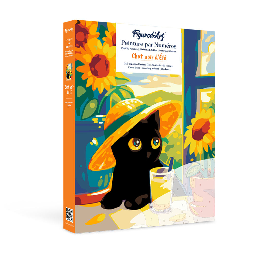Paint by numbers kit for adults Gift Box Paint by numbers -Summer Black Cat Figured'Art UK