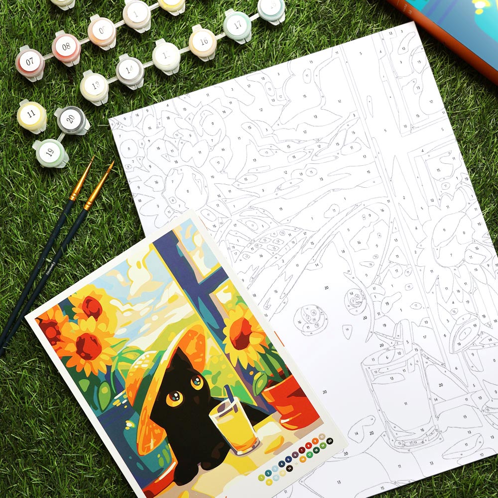 [PRE-ORDER] Gift Box Paint by Numbers - Summer Black Cat