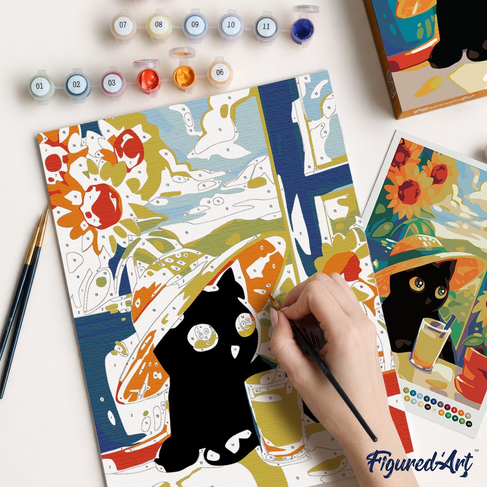 [PRE-ORDER] Gift Box Paint by Numbers - Summer Black Cat