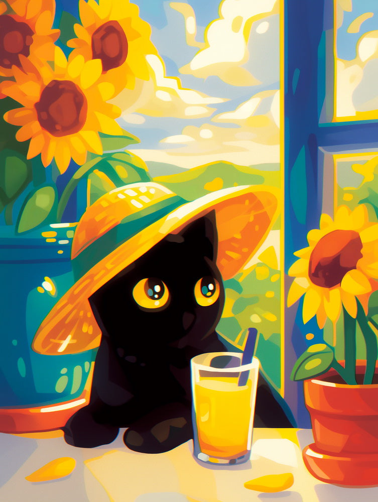 [PRE-ORDER] Gift Box Paint by numbers - Summer Black Cat