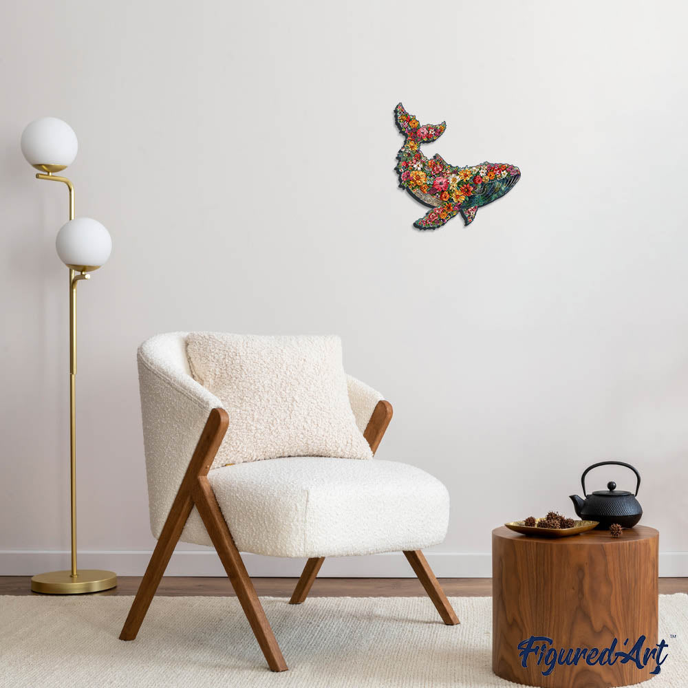Wooden Puzzle - Floral Whale