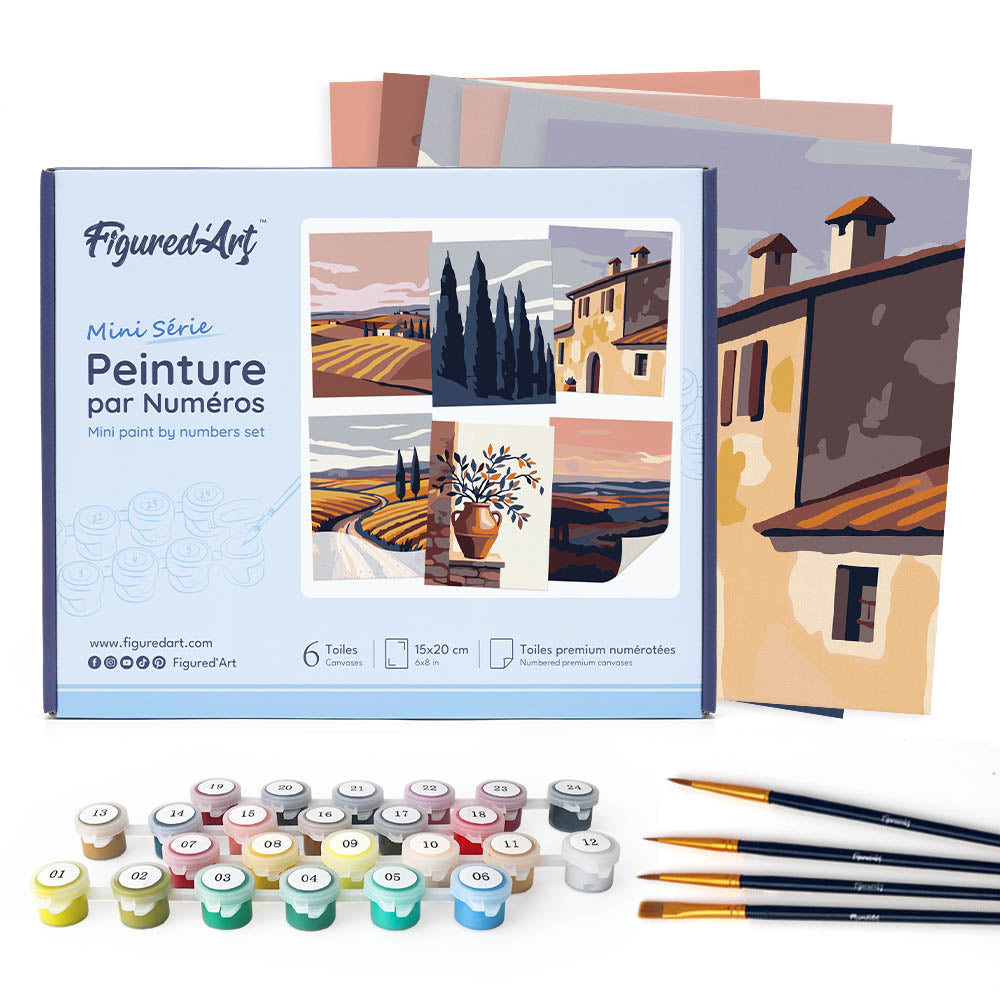 Mini Paint by numbers 15x20cm (6 pieces) - Classic Tuscany Figured'Art