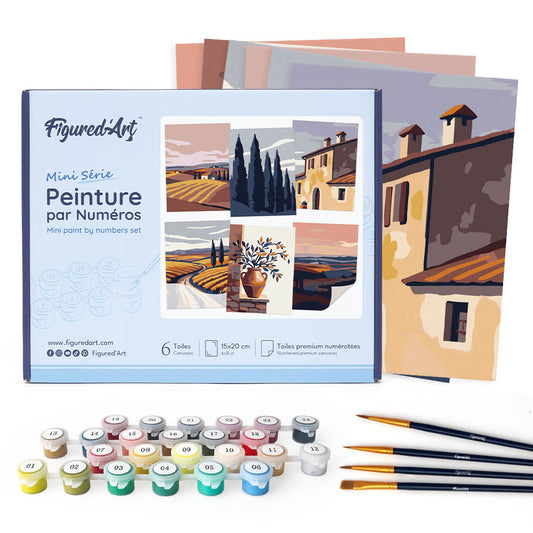 Mini Paint by numbers 15x20cm (6 pieces) - Classic Tuscany Figured'Art