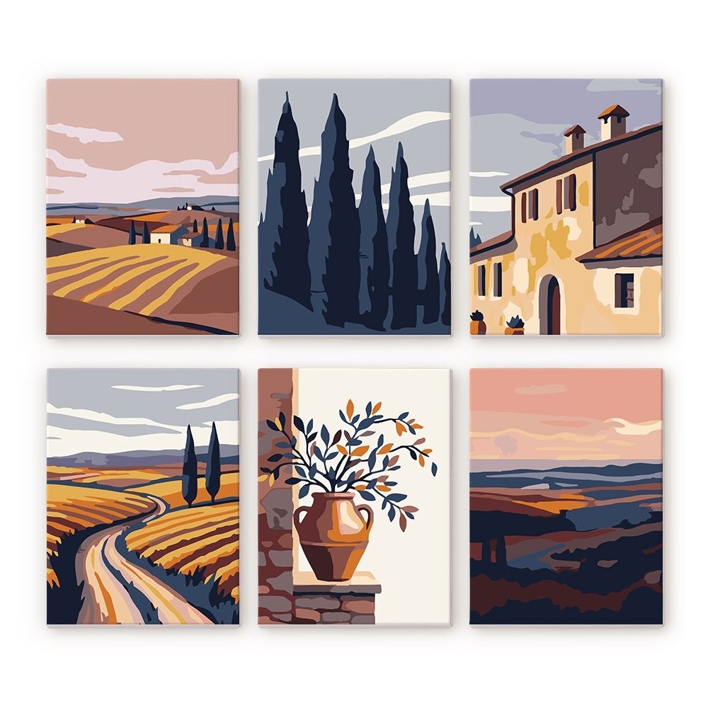 [PRE-ORDER] Mini Serie Paint by Numbers 15x20cm Framed Canvas (6 pieces) - Classic Tuscany