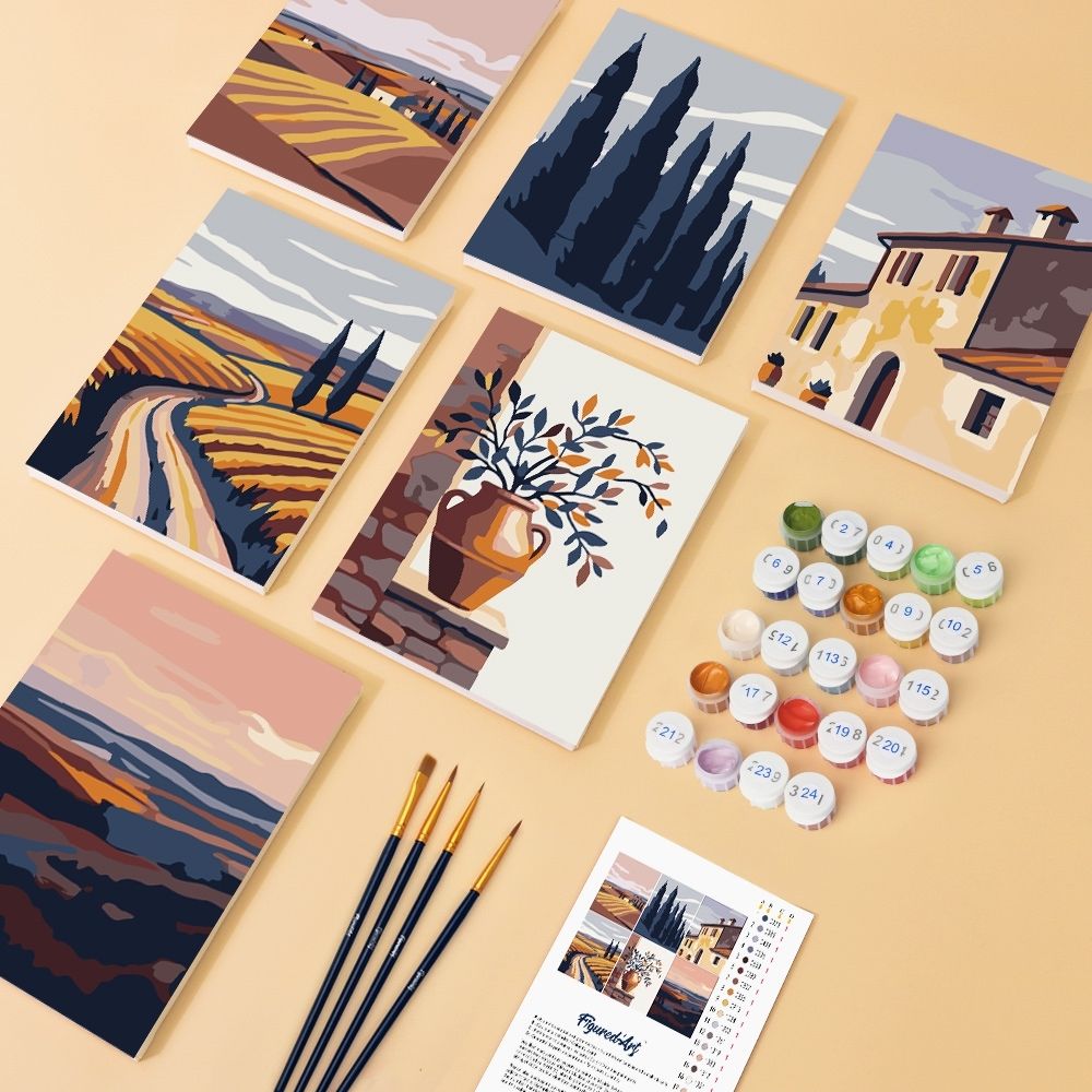[PRE-ORDER] Mini Paint by Numbers 15x20cm (6 pieces) - Classic Tuscany