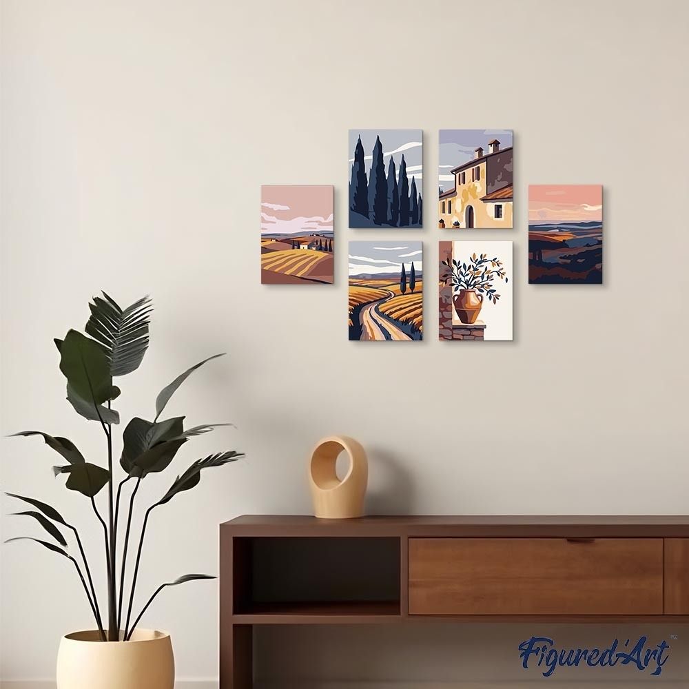 [PRE-ORDER] Mini Serie Paint by Numbers 15x20cm Framed Canvas (6 pieces) - Classic Tuscany