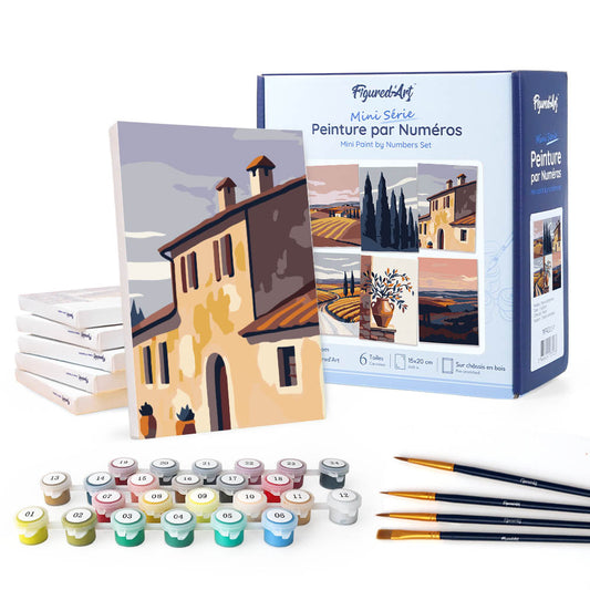 Mini Paint by numbers 15x20cm (6 pieces) - Classic Tuscany Figured'Art