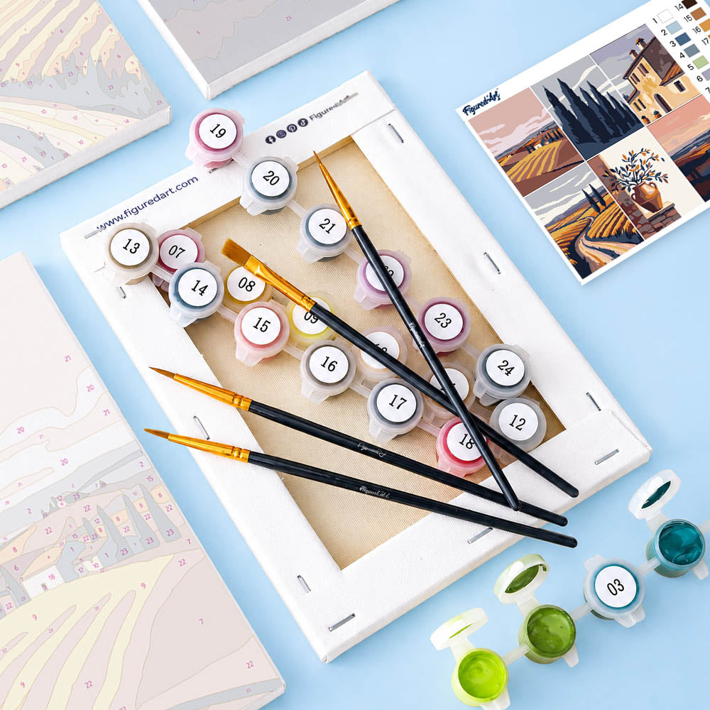 [PRE-ORDER] Mini Serie Paint by Numbers 15x20cm Framed Canvas (6 pieces) - Classic Tuscany