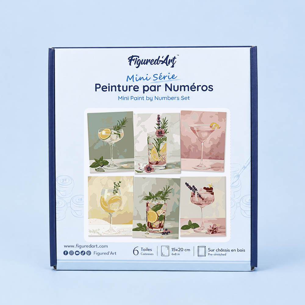 [PRE-ORDER] Mini Serie Paint by Numbers 15x20cm Framed Canvas (6 pieces) - Botanical Drinks
