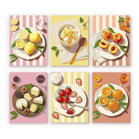 Mini Paint by numbers 15x20cm (6 pieces) - Summer Treats Figured'Art