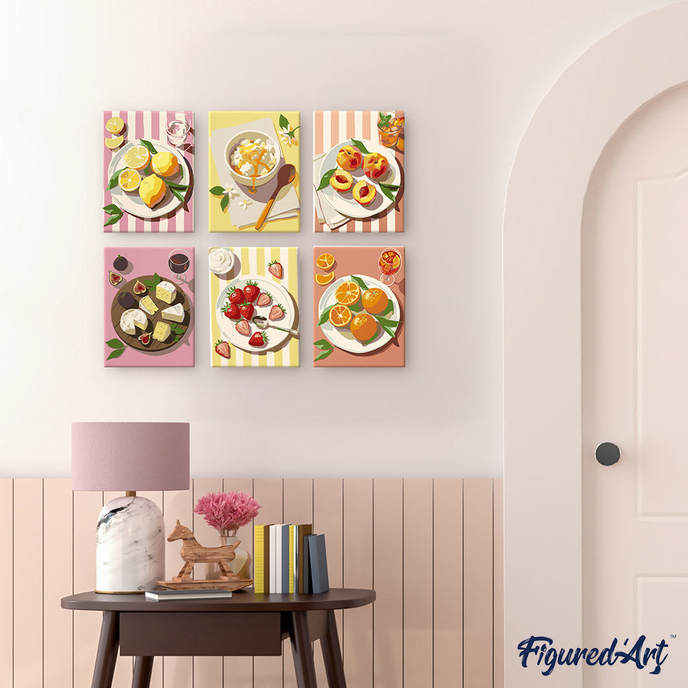 [PRE-ORDER] Mini Serie Paint by Numbers 15x20cm Framed Canvas (6 pieces) - Summer Treats