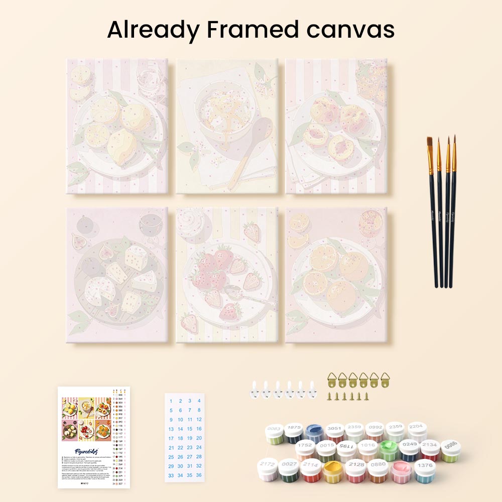 [PRE-ORDER] Mini Paint by Numbers 15x20cm Framed Canvas (6 pieces) - Summer Treats