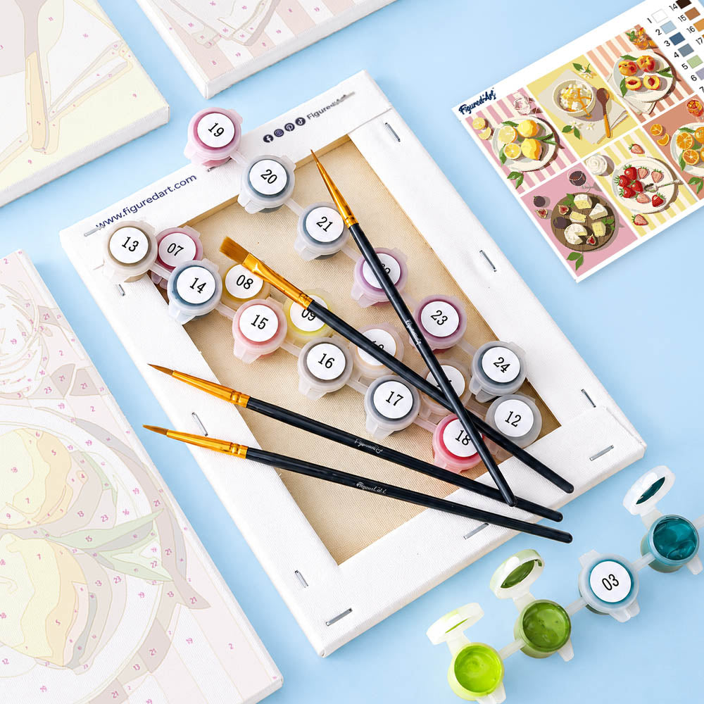 [PRE-ORDER] Mini Serie Paint by Numbers 15x20cm Framed Canvas (6 pieces) - Summer Treats
