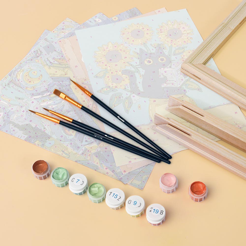 [PRE-ORDER] Mini Paint by Numbers 15x20cm (6 pieces) - Van Gogh Style Cat