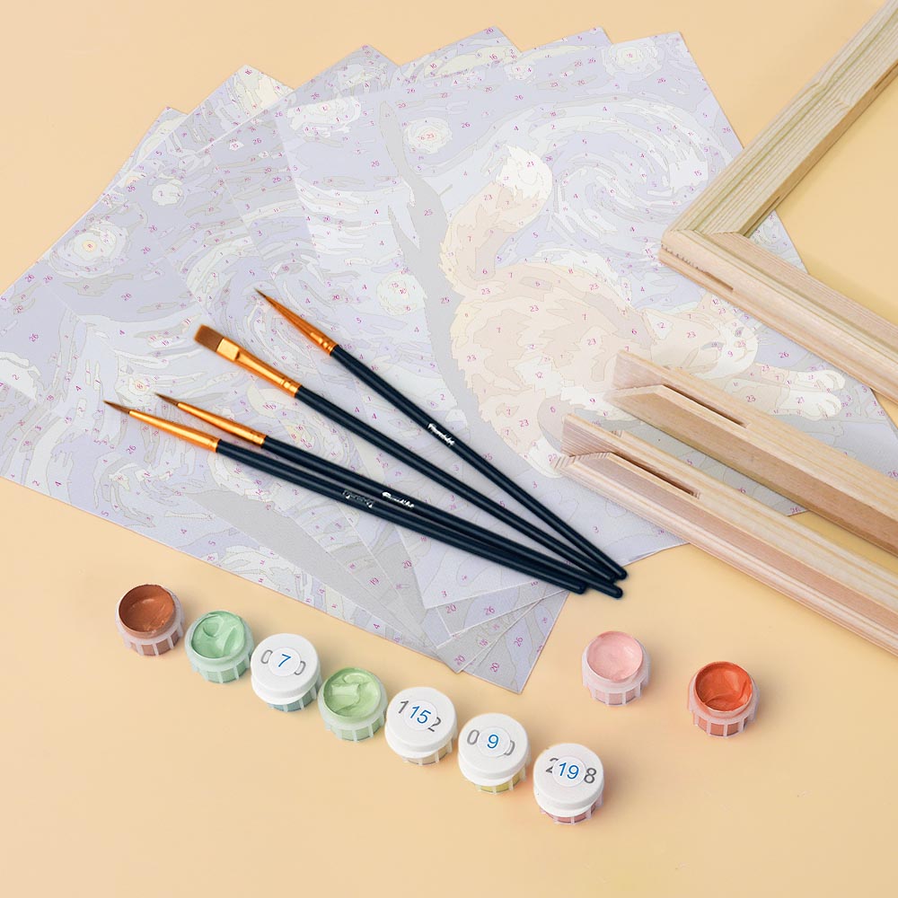 [PRE-ORDER] Mini Paint by Numbers 15x20cm (6 pieces) - Starry Night Cats