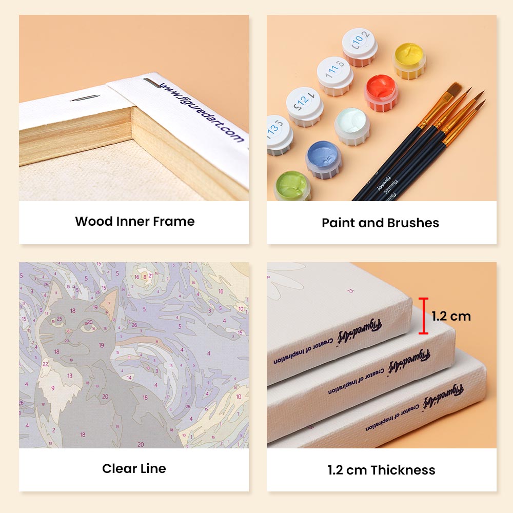 [PRE-ORDER] Mini Paint by Numbers 15x20cm (6 pieces) - Starry Night Cats