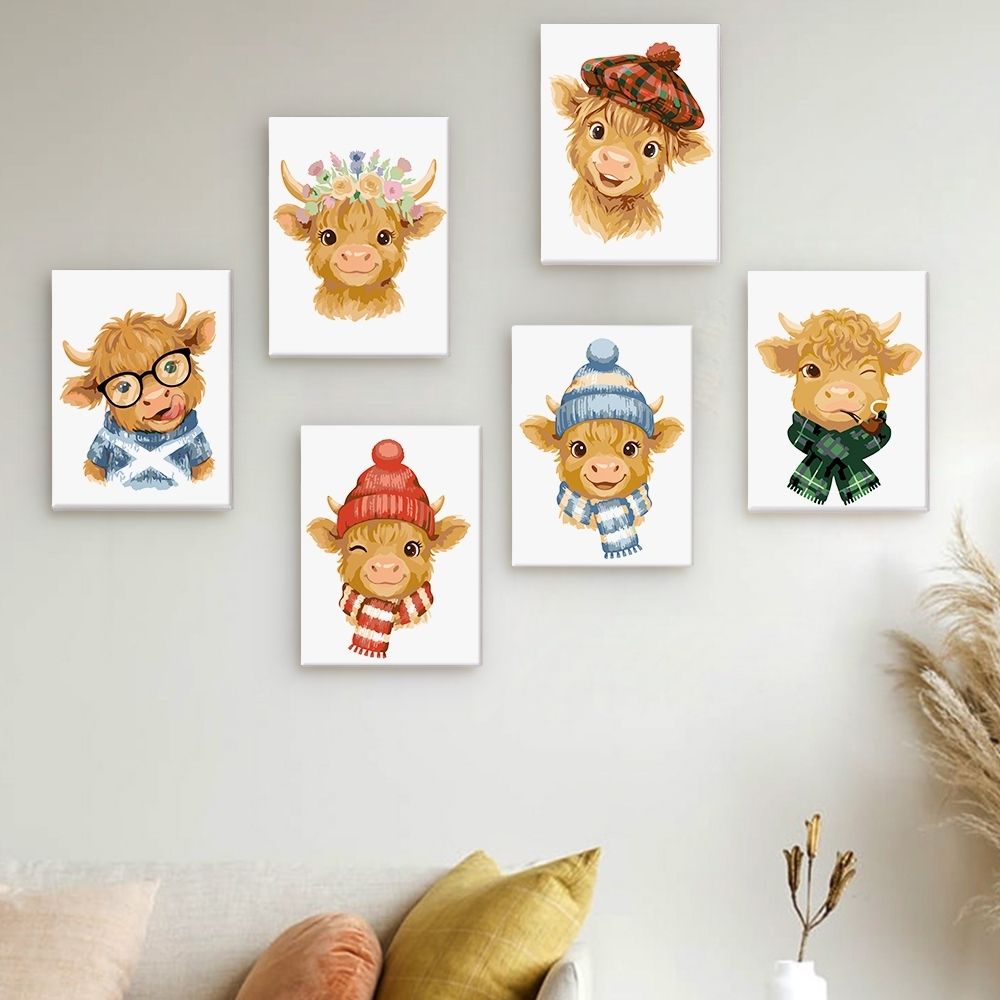 [PRE-ORDER] Mini Paint by Numbers 15x20cm Framed Canvas (6 pieces) - Little Moo Friends
