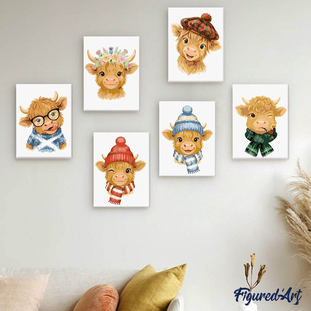 [PRE-ORDER] Mini Serie Paint by Numbers 15x20cm Framed Canvas (6 pieces) - Little Moo Friends