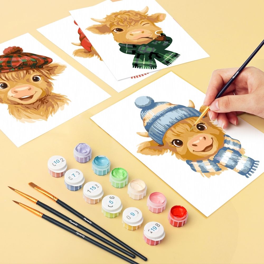 [PRE-ORDER] Mini Paint by Numbers 15x20cm (6 pieces) - Little Moo Friends