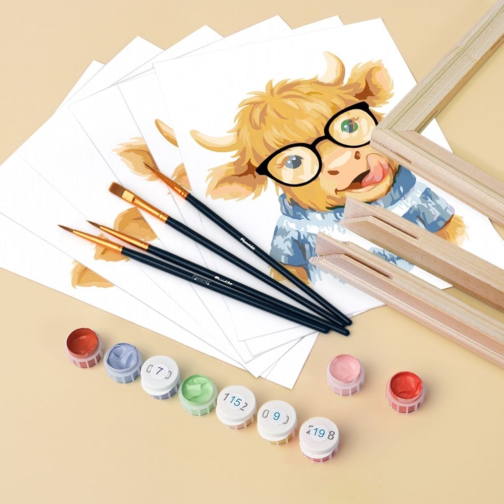 [PRE-ORDER] Mini Paint by Numbers 15x20cm Framed Canvas (6 pieces) - Little Moo Friends