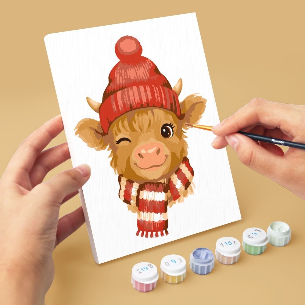 [PRE-ORDER] Mini Paint by Numbers 15x20cm Framed Canvas (6 pieces) - Little Moo Friends