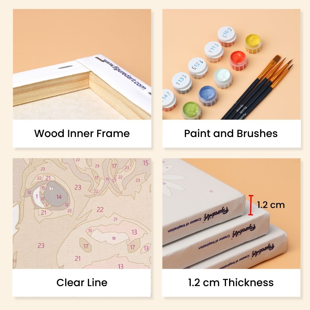 [PRE-ORDER] Mini Paint by Numbers 15x20cm Framed Canvas (6 pieces) - Little Moo Friends