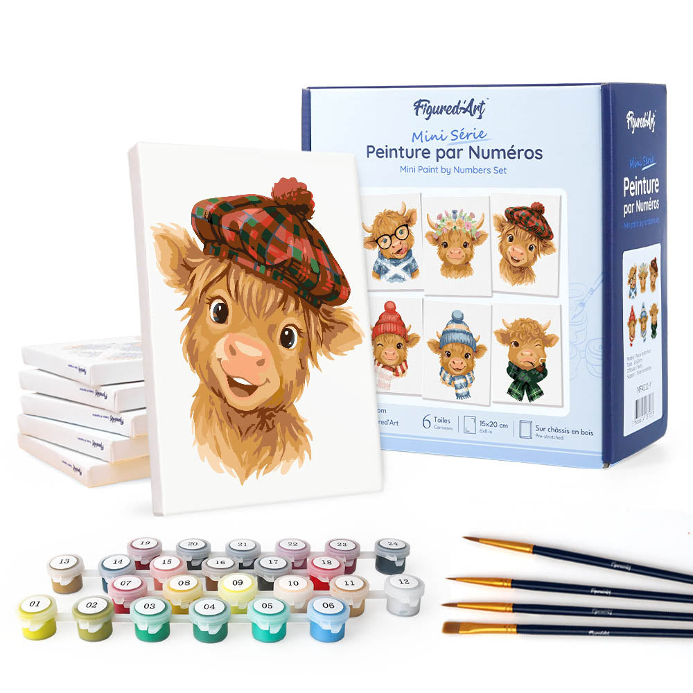 Mini Paint by numbers 15x20cm (6 pieces) - Little Moo Friends Figured'Art