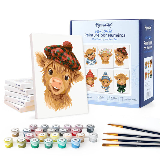 Mini Paint by numbers 15x20cm (6 pieces) - Little Moo Friends Figured'Art