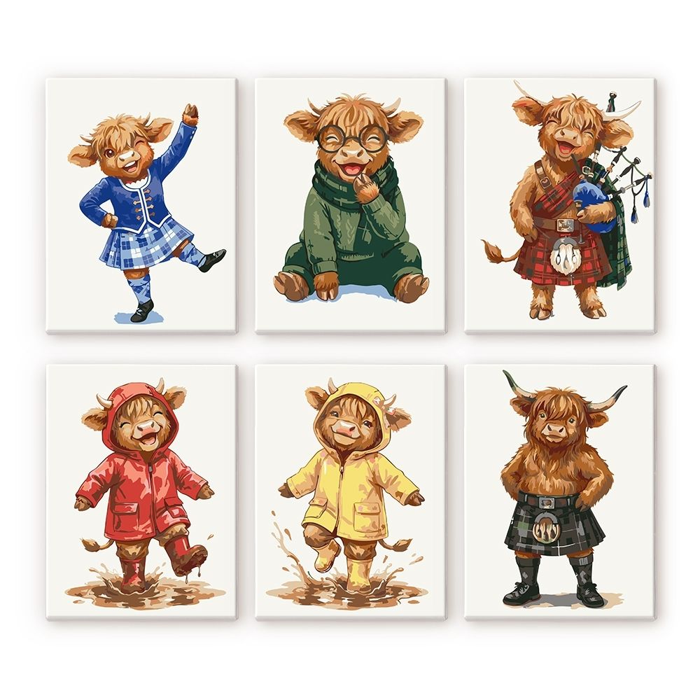 [PRE-ORDER] Mini Serie Paint by Numbers 15x20cm (6 pieces) - Scottish Farm Friends