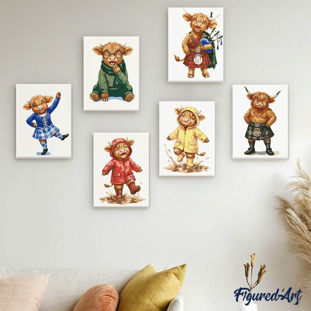 [PRE-ORDER] Mini Serie Paint by Numbers 15x20cm Framed Canvas (6 pieces) - Scottish Farm Friends